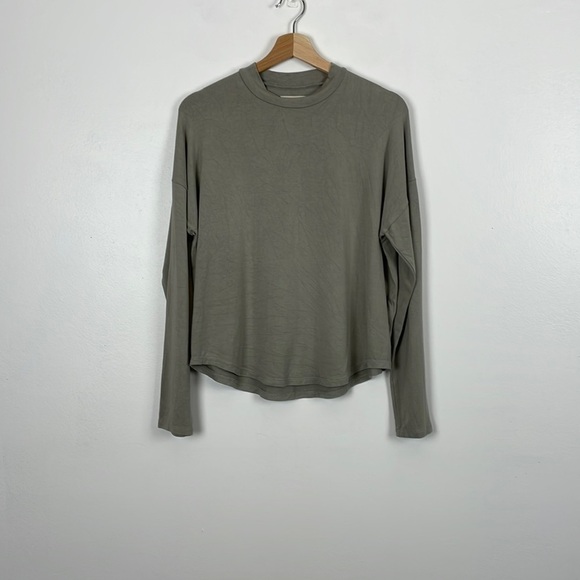 Madewell Tatiana sage green long sleeve mock neck pullover stretch top Size Med - Picture 2 of 8